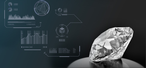 photo illustration of diamond with graphs