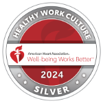 badge from American Heart Association for being a healthy work culture